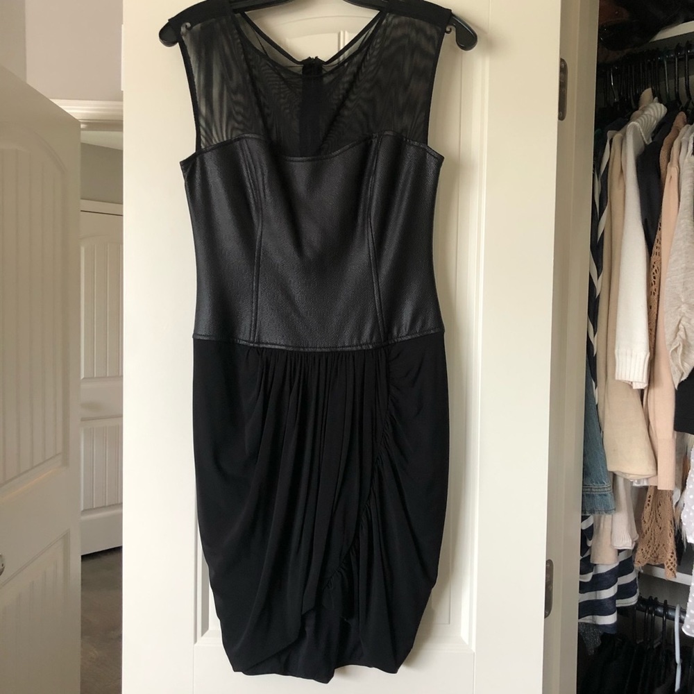 BCBG MaxAzria Black Faux Leather Dress Size Small